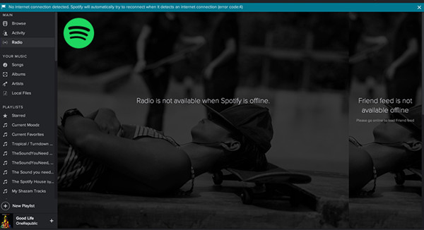 spotify error code 4 no internet connection detected