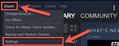 steam settings