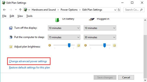 change advanced power settings