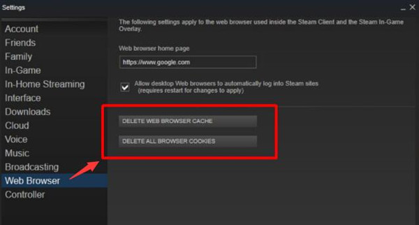delete web browser cache and cookies