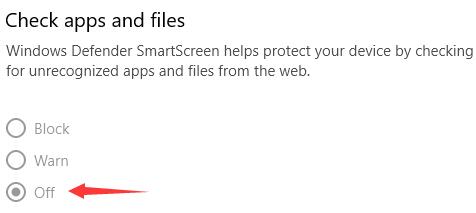 disable windows defender from checking apps and files