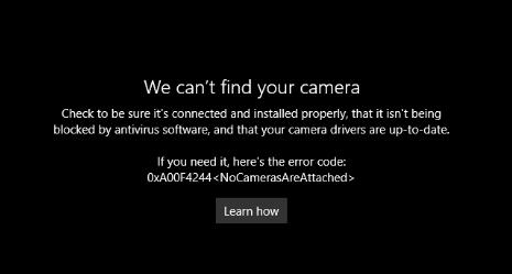 error code 0xa00f4244 nocamerasareattached