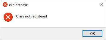 explorer.exe class not registered