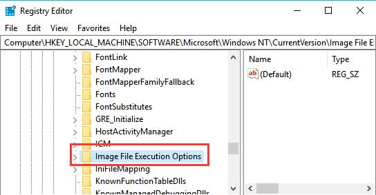 image file execution options