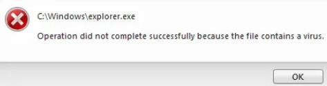 operation did not complete successfully because the file contains a virus