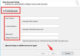 outlook auto account setup