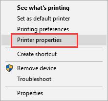 printer properties