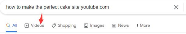 select videos in chrome searchbar