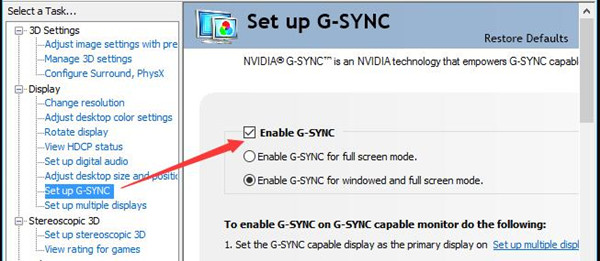 uncheck enable g-sync