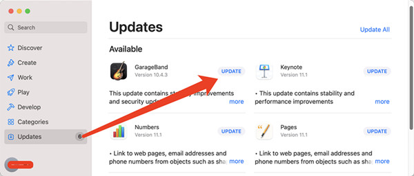 update apps in mac app store