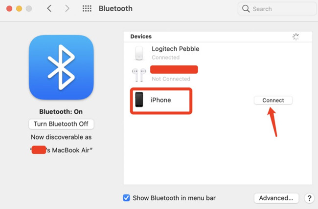 bluetooth find iphone