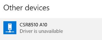 csr8510 a10 driver is unavailable error