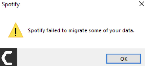 spotify failed to migrate some of your data
