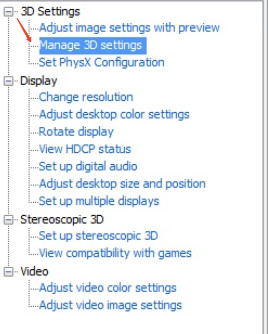 3d settings in nvidia control panel