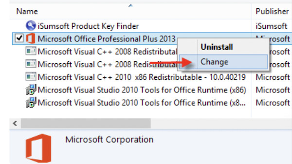 change microsoft office