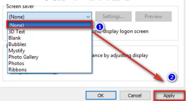 disable screensaver settings