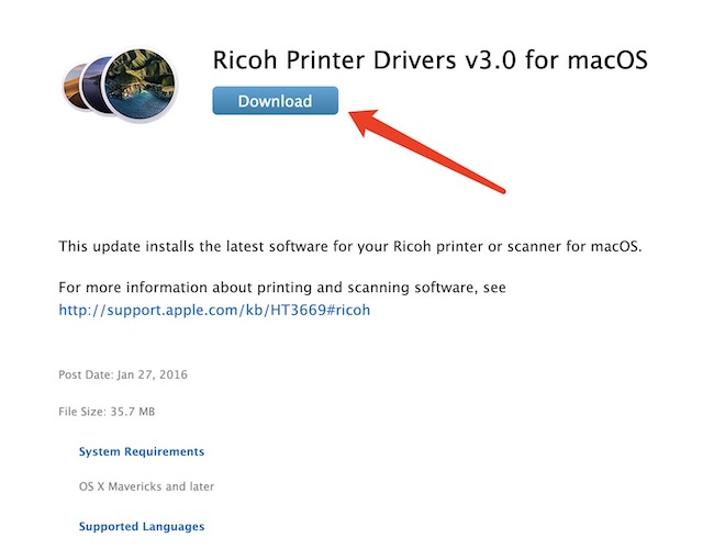 download ricoh printer drivers v3.0 for macos