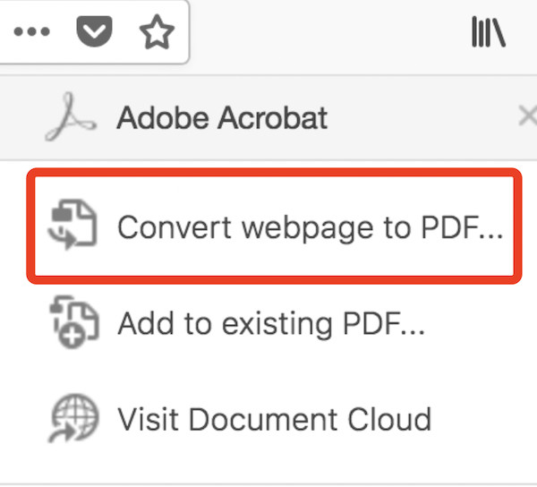 firefox extension convert webpage to pdf