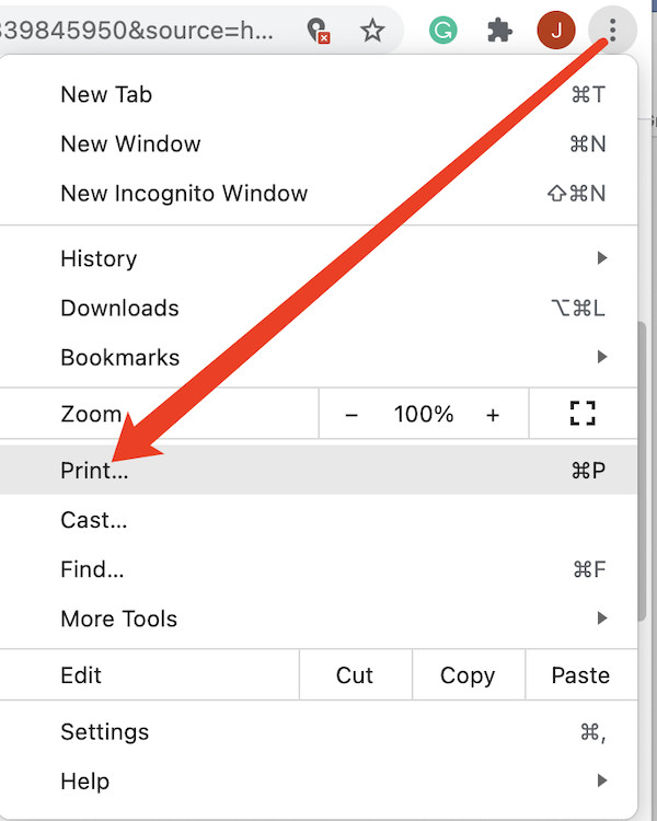 print in chrome settings