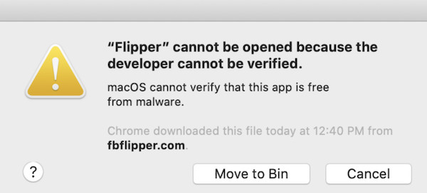 the application cannot be opened because it is from an unidentified developer