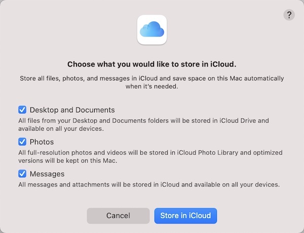 choose what you want to store in iCloud
