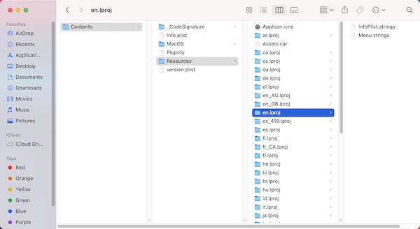 delete unused language files manually