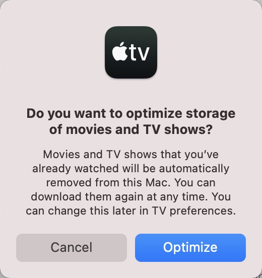 do you want to optimize storage of movies and tv shows
