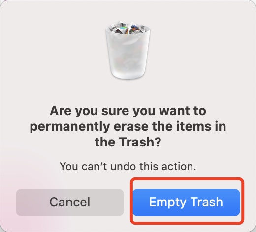 ensure empty trash