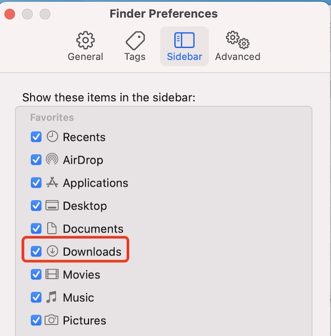 show downloads in finder sidebar