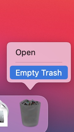 trash right click empty