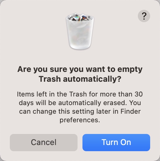turn on empty trash automatically