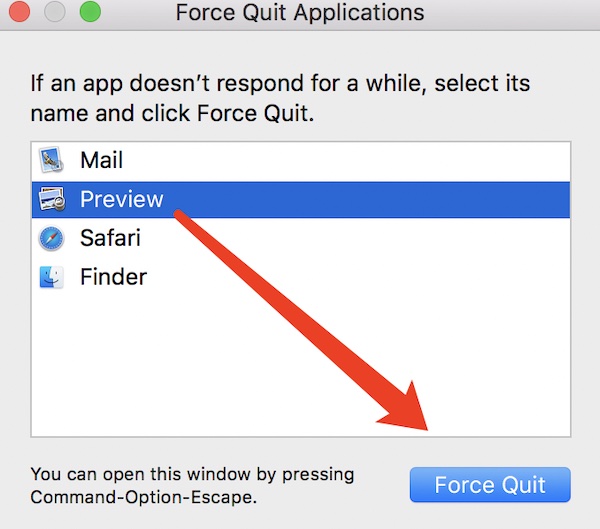 force quit an app from force quit settings