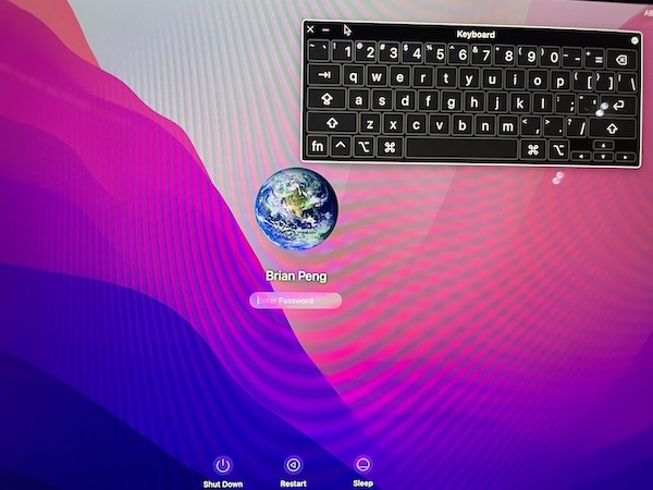 show on screen keyboard on mac login