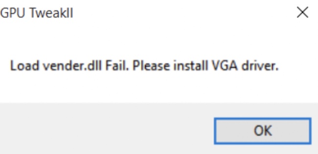 Load vender dll fail please install vga driver что делать