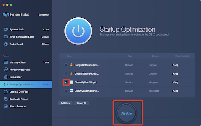 mac booster startup optimization