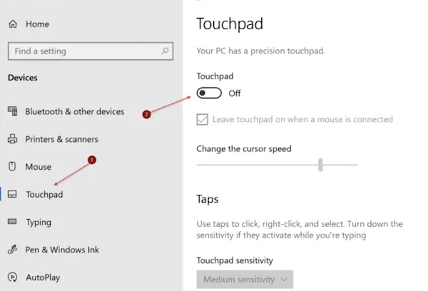 enable touchpad