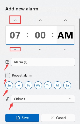customize an alarm windows 11