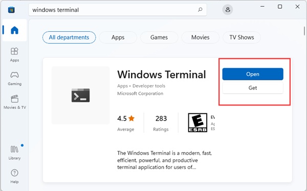 download windows terminal from microsoft store