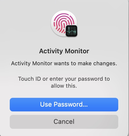 use password to use activity monitor