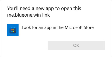 you need a new app to open the blueonewin link