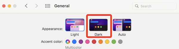 turn on dark mode in system preferences