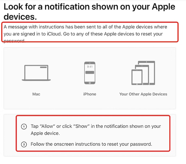 look for a notification shown on your apple devices