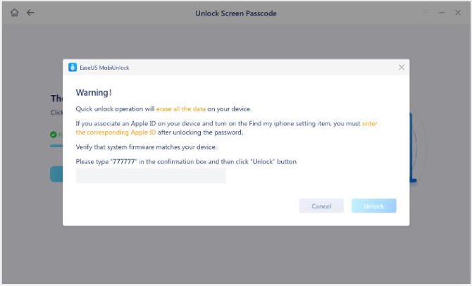 mobiunlock unlock passcode warning page