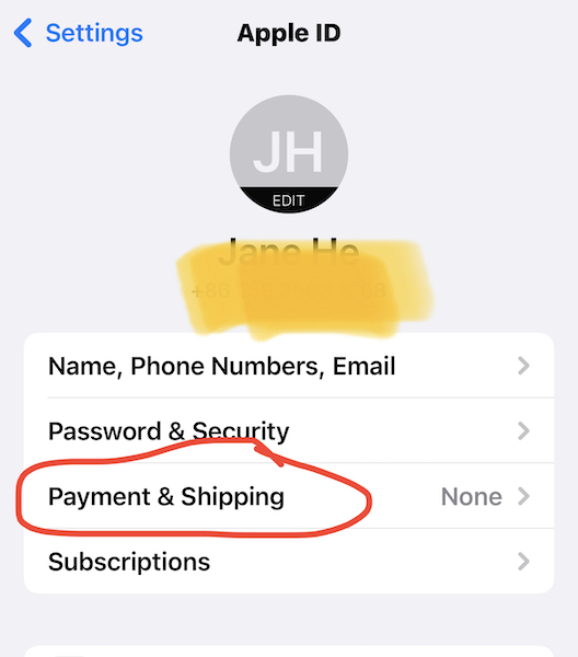 payment and shipping