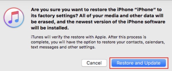 restore and update iphone system in itunes
