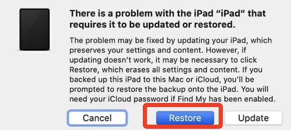 restore ipad in mac finder