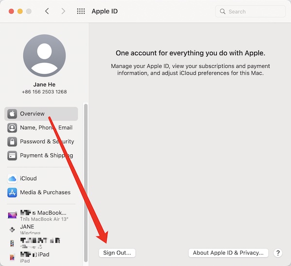 sign out apple account on mac