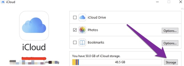 windows icloud storage