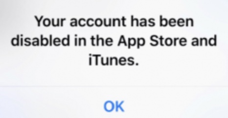 your account has been disabled in app store and itunes