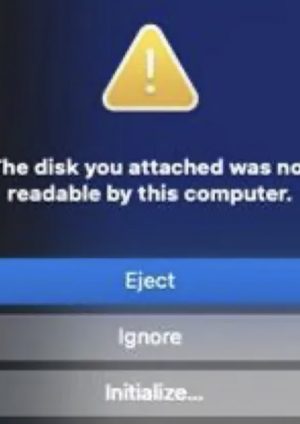 disk you inserted was not readable by this computer